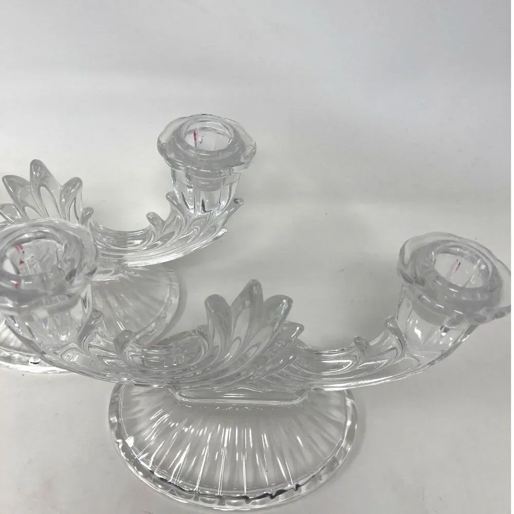 Vintage Pair of Bohemia Lead Crystal Candlestick Holders 8
